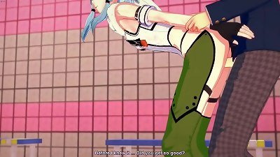 Sword Art Online 3-dimensional anime porn - Sinon deep throats cock and gets plunged two times