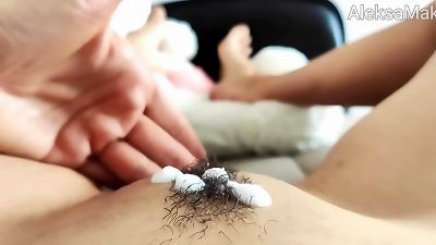 Stepmom jerks unshaved humid honeypot