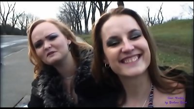 two buddies are waiting for the bus and one of them accepts some money to fuck in the woods