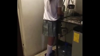 Latina college nymph Takes lollipop at Home! I porked my ultra-cute StepSister While She&rsquo;s Washing the dishes and we are alone at Home!